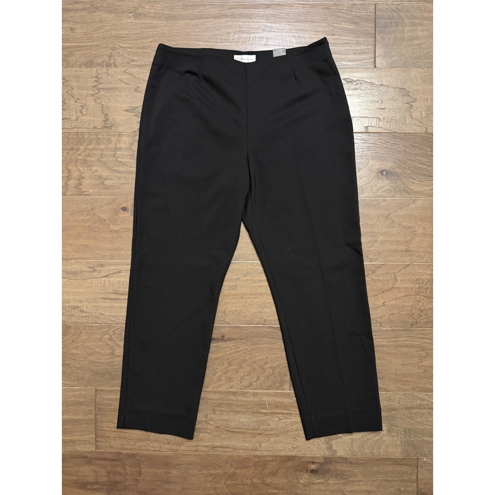 NWT Neiman Marcus Lisa Black Ankle Trousers Womens 14 Side Zip‎ Tapered Pants